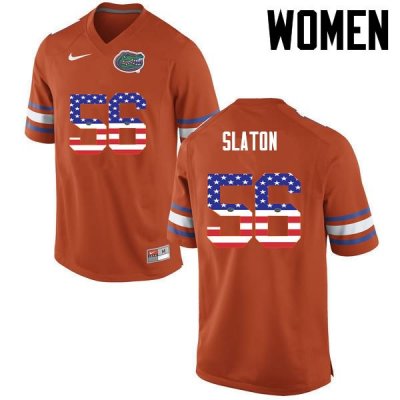 Women's Florida Gators #56 Tedarrell Slaton NCAA Nike Orange USA Flag Fashion Authentic Stitched College Football Jersey ERS2762WG